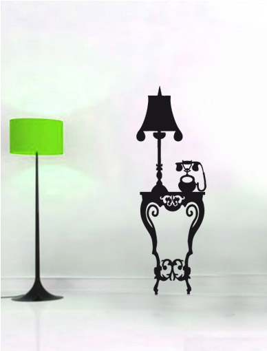 mesita  recibidor vintage con teléfono